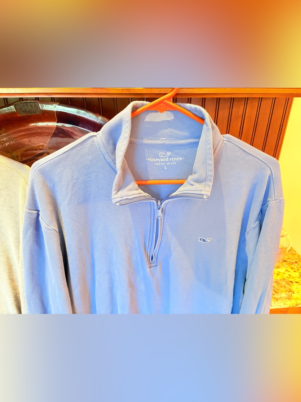 Vineyard Vines Men's Light Blue Half-Zip Pullover Jacket. Medium